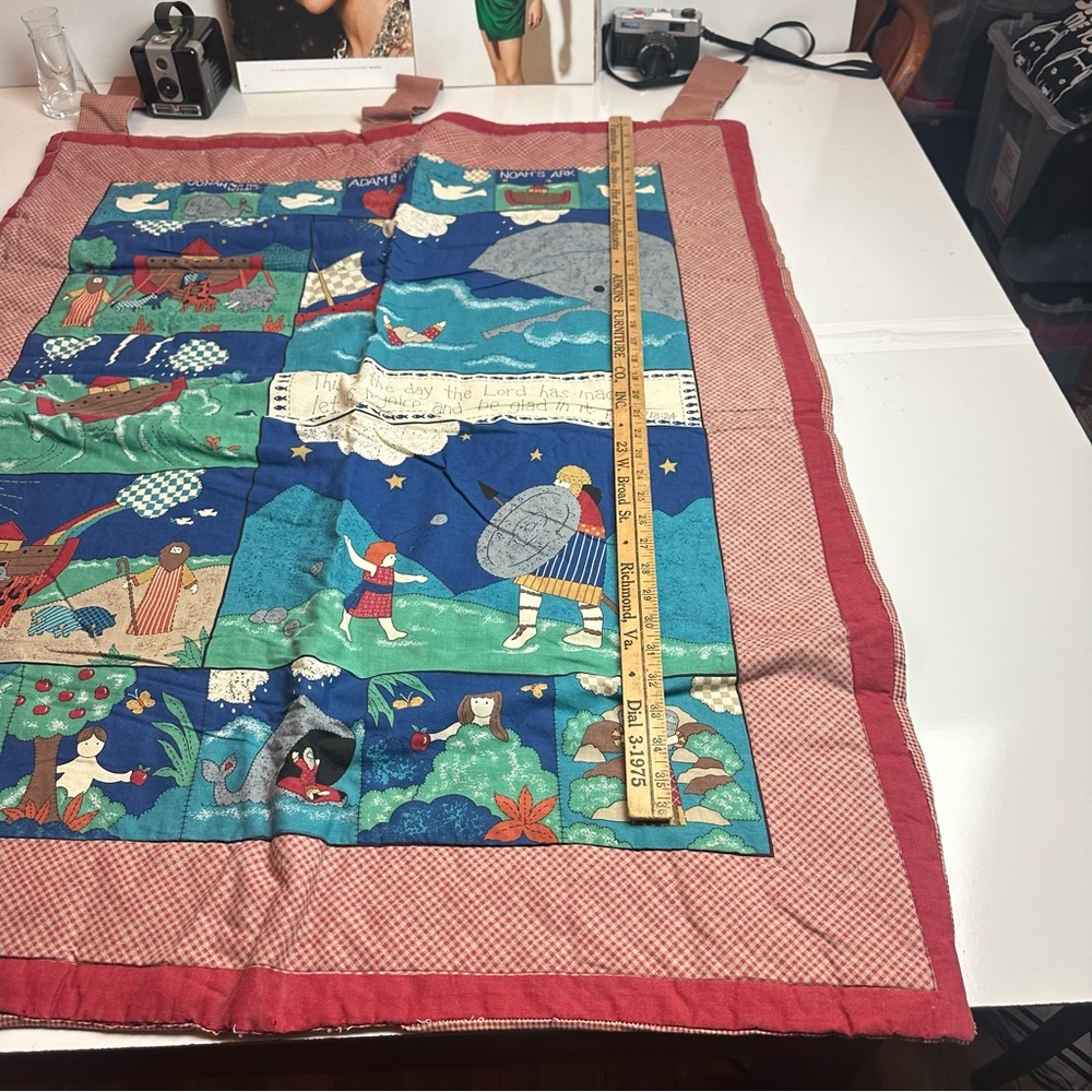 Vintage Handmade Bible Story Quilt Wall Hanging Cottagecore Christian Nursery - Picture 7 of 9